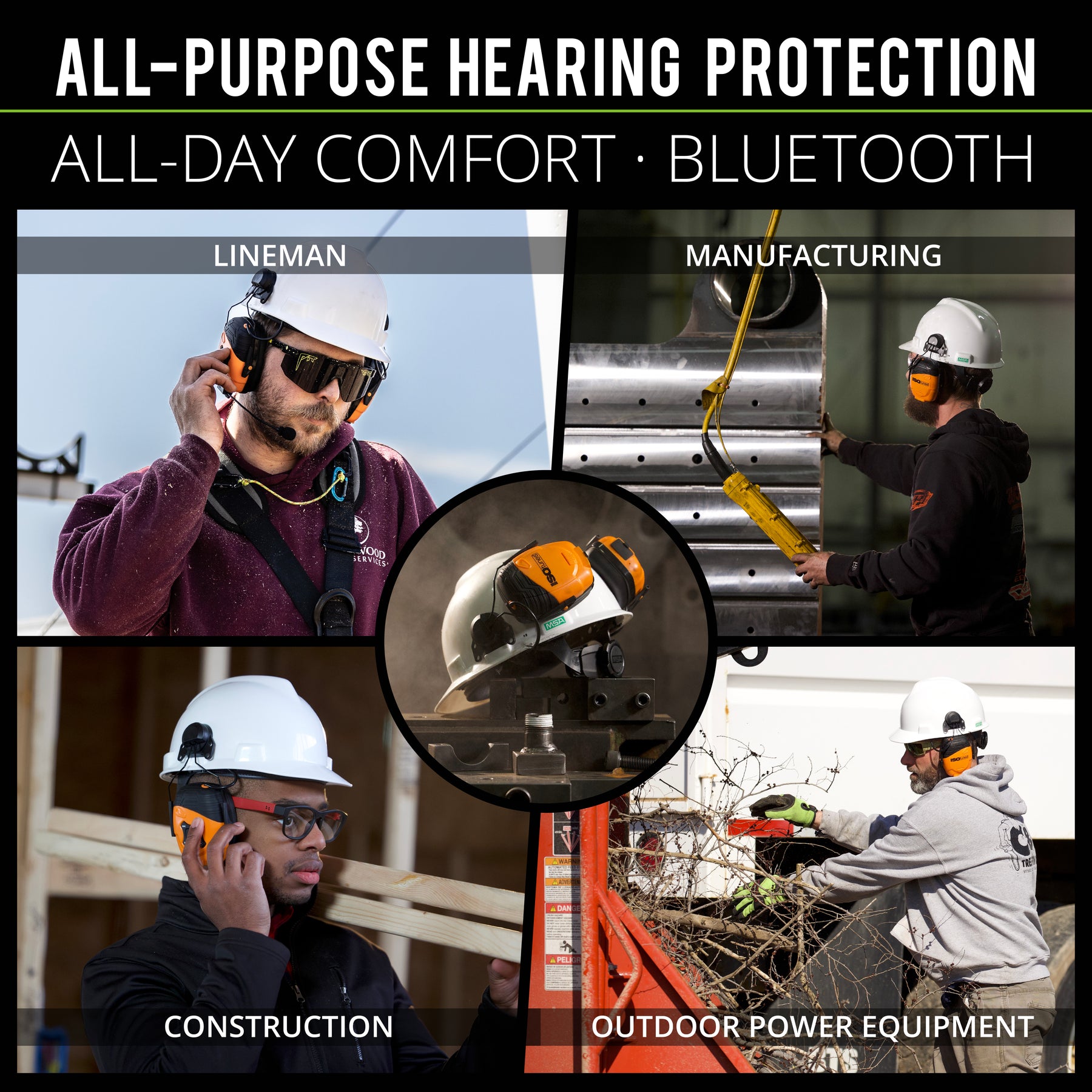 ISOtunes LINK 2 Helmet Mount All-Purpose Hearing Protection with All-Day Comfort and Bluetooth
