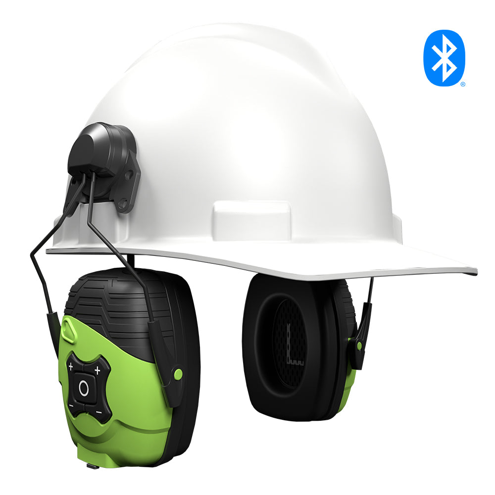 bluetooth in motorcycle helmet safe ISOtunes LINK Aware 21 dB Bluetooth Safety Green Helmet Mount Earmuff