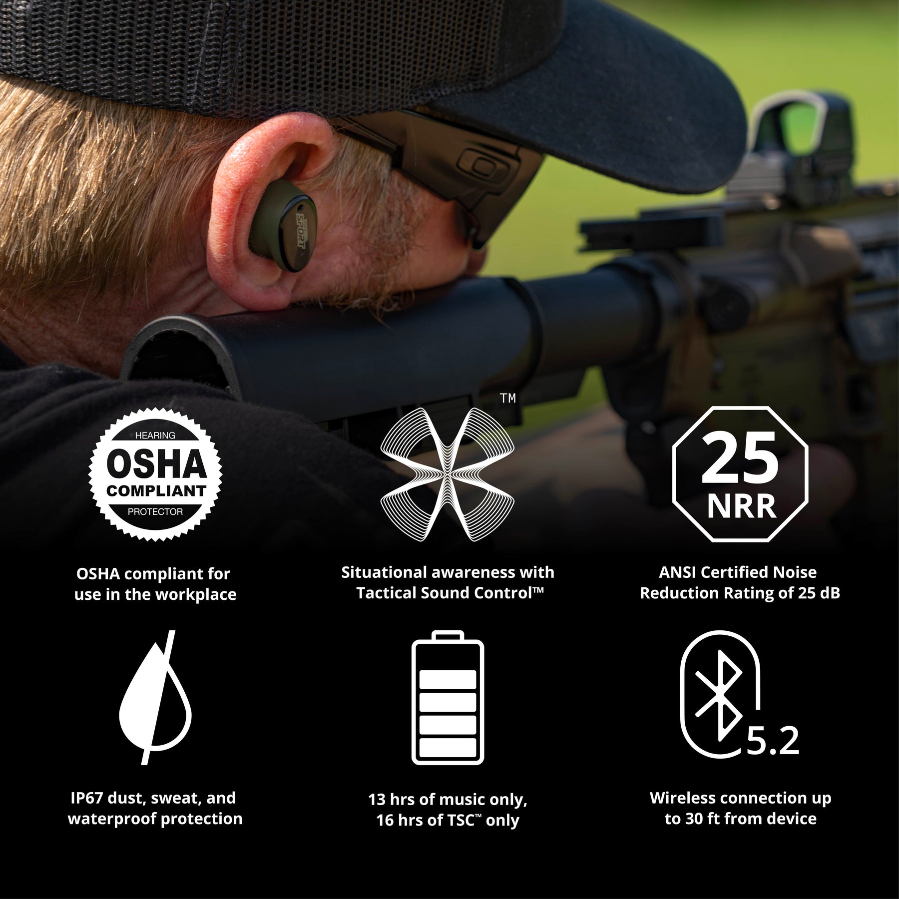 ISOtunes Sport CALIBER BT Electronic Ear Pro Features Highlights