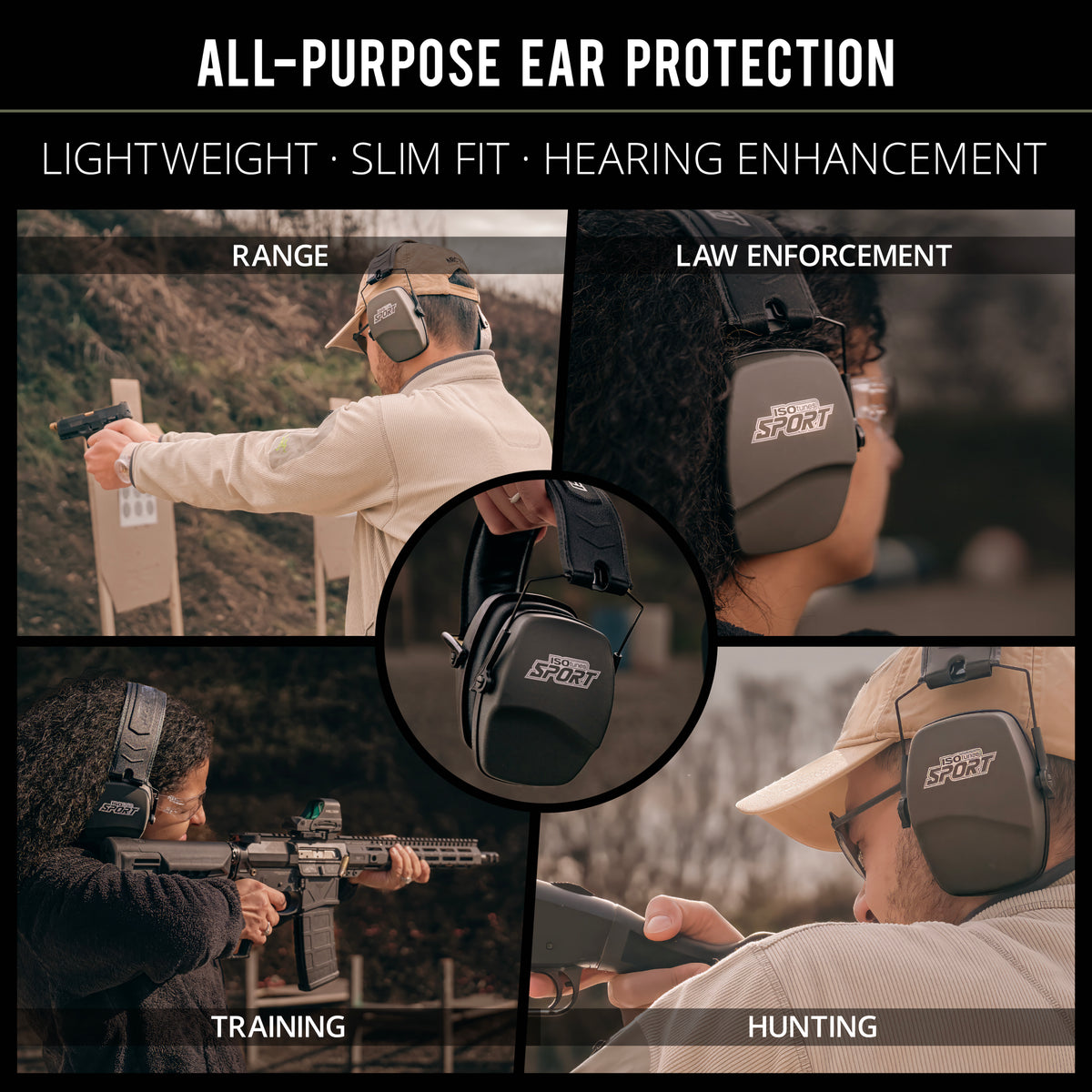 ISOtunes Sport DEFY Slim Passive All-Purpose Lightweight Slim Fit Hearing Enhancement Muffs