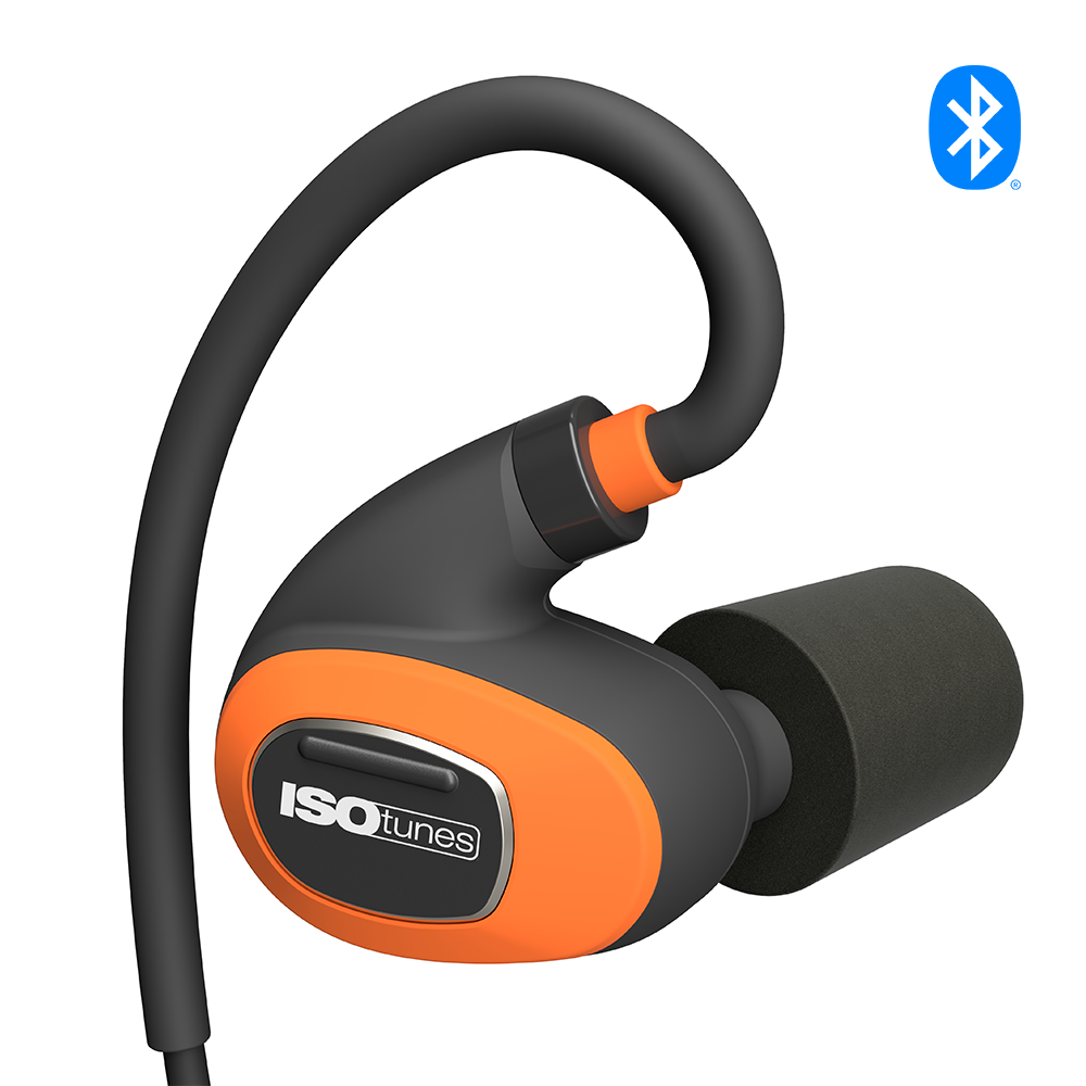 ISOtunes Orange PRO 2 Bluetooth Earbuds with Ear Hook